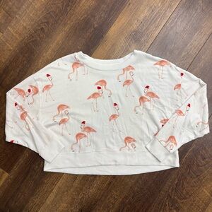 Gilly Hicks by Hollister Women’s Flamingo Holiday Christmas Cropped Sweater